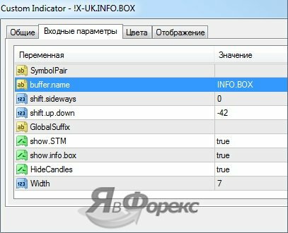 параметры Info box